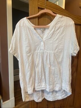 Lucky Brand White Textured Short Sleeve Tunic